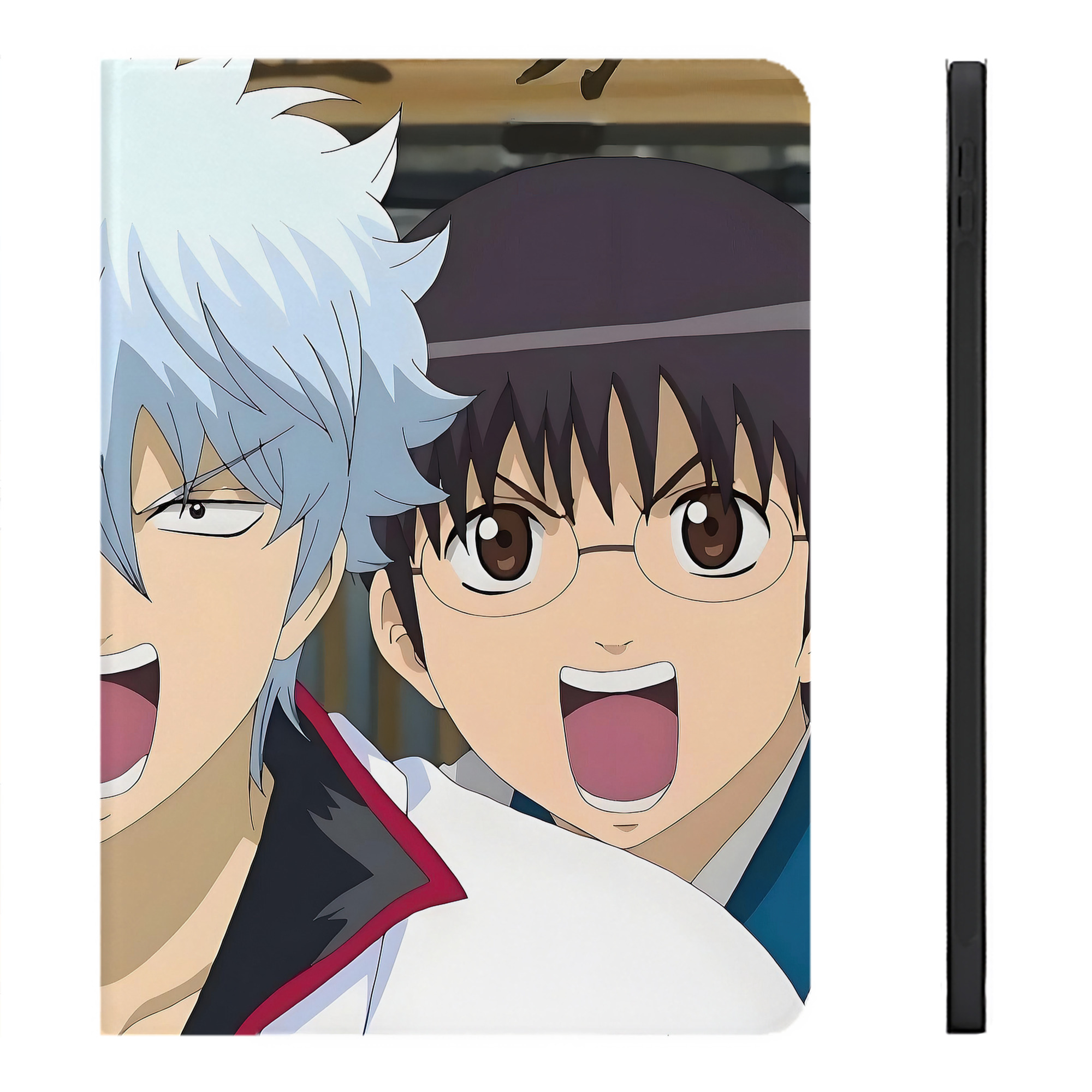 （画像用） ぎんたま 坂田銀時（さかたぎんとき） 神楽 志村新八（しむら しんぱち） GINTAMA Sakata Gintoki Kagura Shimura Shinpachi IPadケース ペンホルダー付き ブックスタイルデザイン